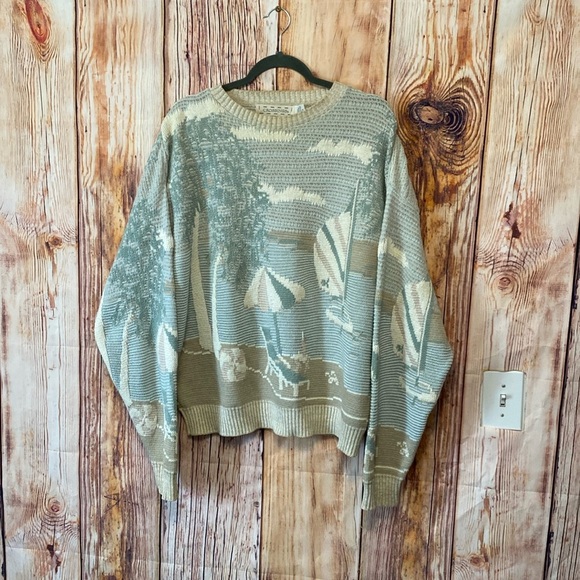 Crossings Other - Men’s Golfing Crossings Beige and Green XL Men’s Knit  Golfing Sweater